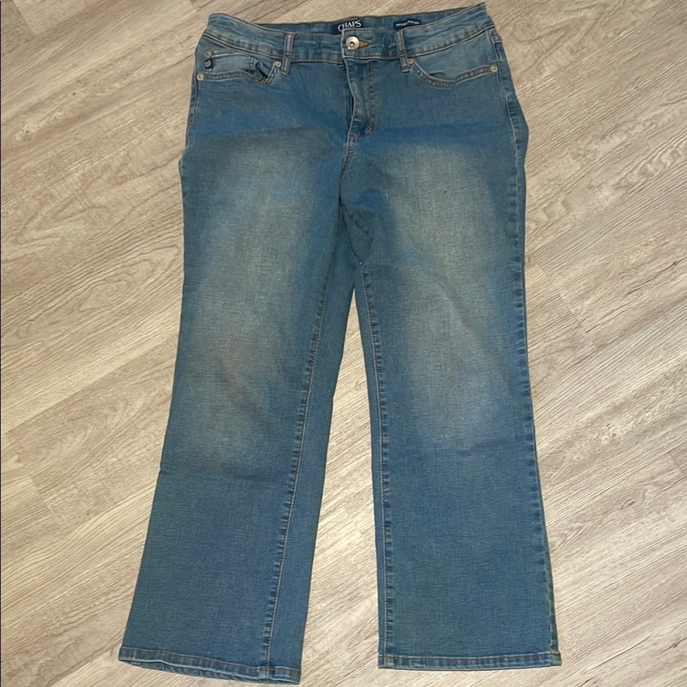 Chaps Blue Mid-Rise Crop Kick Jeans